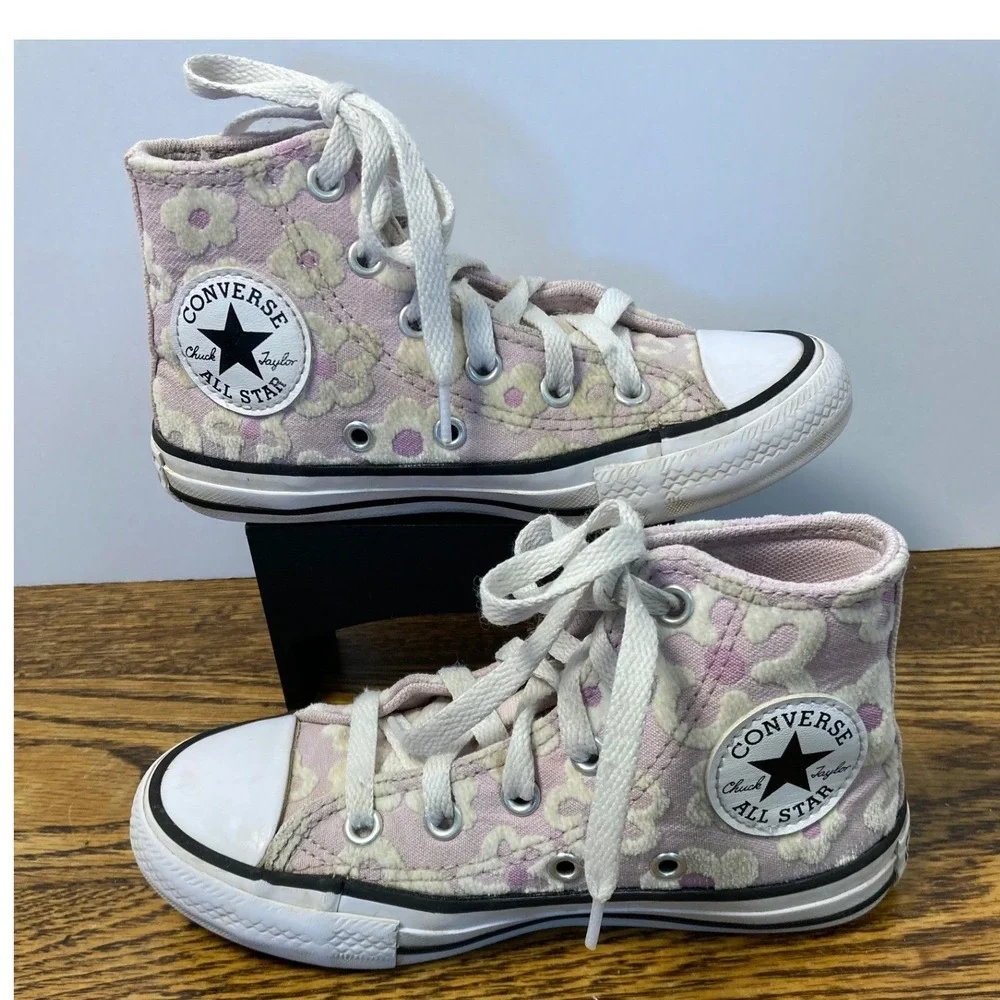 Converse Chuck Taylor All Star Youth 11 Pink Floral High Top Sneakers A08117F